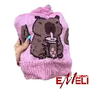 Gorro tejido de lana Capibara con pompón por unidad