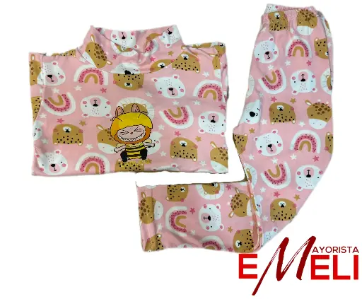 Pijama media polera estampado de nena por unidad